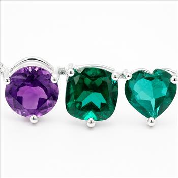 925 Sterling Silver 2.95 Ct Round Amethyst Green Topaz Pendant