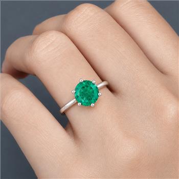 925 Sterling Silver 2.95 Ct Round Green Topaz Ring 7 US Ring Size