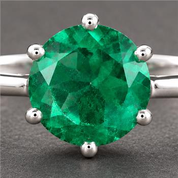 925 Sterling Silver 2.95 Ct Round Green Topaz Ring 7 US Ring Size