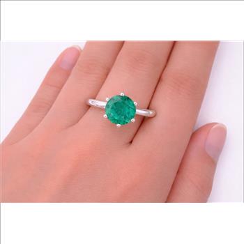 925 Sterling Silver 2.95 Ct Round Green Topaz Ring 7 US Ring Size