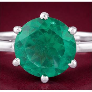 925 Sterling Silver 2.95 Ct Round Green Topaz Ring 7 US Ring Size