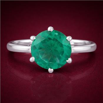 925 Sterling Silver 2.95 Ct Round Green Topaz Ring 7 US Ring Size