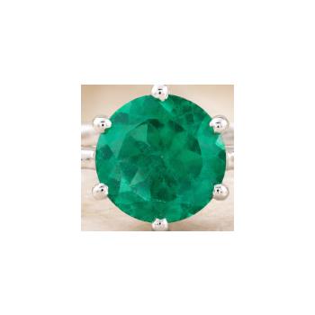 925 Sterling Silver 2.95 Ct Round Green Topaz Ring