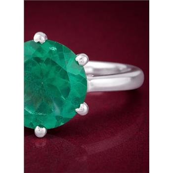 925 Sterling Silver 2.95 Ct Round Green Topaz Ring