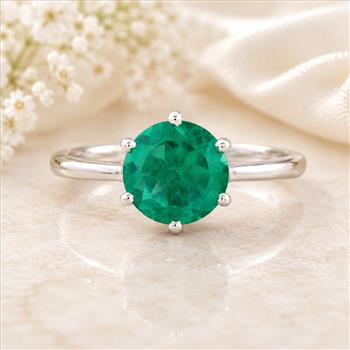 925 Sterling Silver 2.95 Ct Round Green Topaz Ring