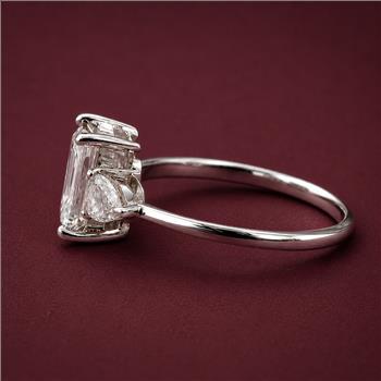 925 Sterling Silver 2.96 Ct Octagon Moissanite Ring 6 US Ring Size