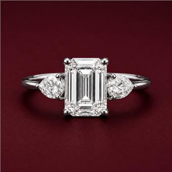 925 Sterling Silver 2.96 Ct Octagon Moissanite Ring 6 US Ring Size