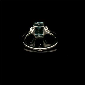 925 Sterling Silver 3.01 Ct Octagon Blue Topaz White Zircon Ring