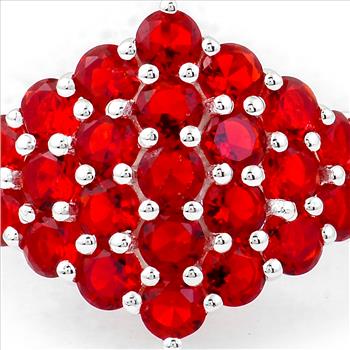 925 Sterling Silver 3.02 Ct Round Created Ruby Ring 7 US Ring Size