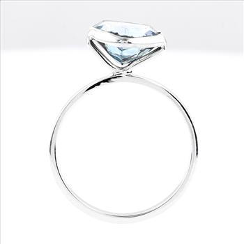 925 Sterling Silver 3.05 Ct Trillion Blue Topaz Ring 6 US Ring Size