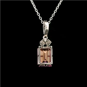 925 Sterling Silver 3.08 Ct Octagon Pink Topaz White Zircon Pendant