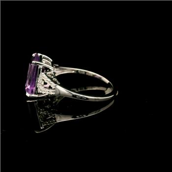 925 Sterling Silver 3.14 Ct Octagon Amethyst White Zircon Ring 7 US Ring Size