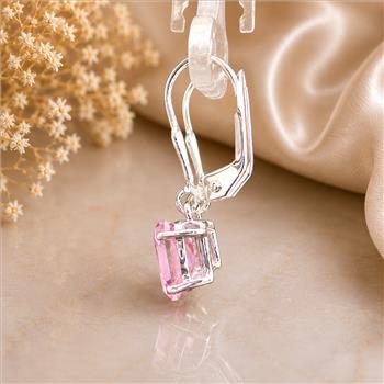 925 Sterling Silver 3.16 Ct Oval Pink Topaz Earrings