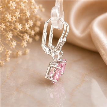925 Sterling Silver 3.16 Ct Oval Pink Topaz Earrings