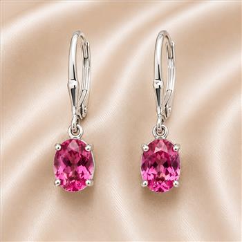 925 Sterling Silver 3.16 Ct Oval Pink Topaz Earrings