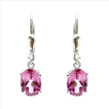 925 Sterling Silver 3.16 Ct Oval Pink Topaz Earrings
