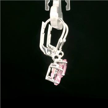 925 Sterling Silver 3.16 Ct Oval Pink Topaz Earrings