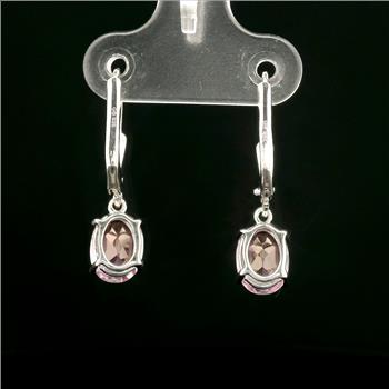 925 Sterling Silver 3.16 Ct Oval Pink Topaz Earrings