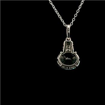 925 Sterling Silver 3.18 Ct Oval Blue Topaz White Zircon Pendant