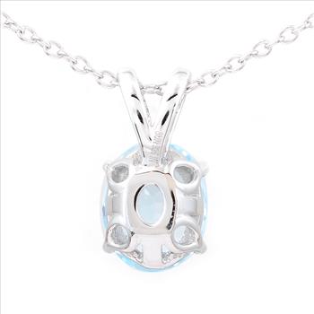 925 Sterling Silver 3.20 Ct Oval Sky Blue Topaz Pendant