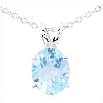 925 Sterling Silver 3.20 Ct Oval Sky Blue Topaz Pendant