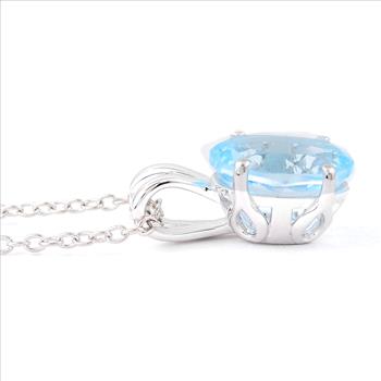925 Sterling Silver 3.20 Ct Oval Sky Blue Topaz Pendant