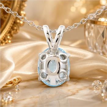 925 Sterling Silver 3.20 Ct Oval Sky Blue Topaz Pendant