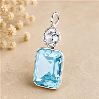 925 Sterling Silver 32.37 Ct Octagon Blue Topaz Pendant