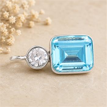 925 Sterling Silver 32.37 Ct Octagon Blue Topaz Pendant