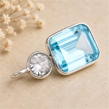 925 Sterling Silver 32.37 Ct Octagon Blue Topaz Pendant