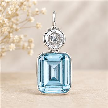 925 Sterling Silver 32.37 Ct Octagon Blue Topaz Pendant