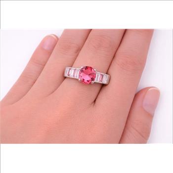 925 Sterling Silver 3.26 Ct Created Glass Cz Ring 7 US Ring Size