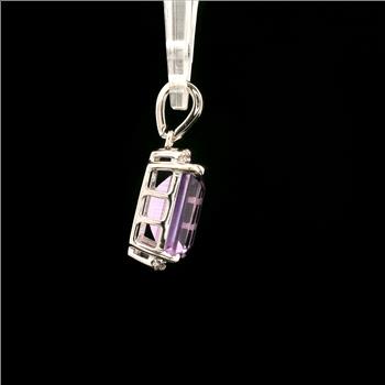 925 Sterling Silver 3.26 Ct Octagon Amethyst White Zircon Pendant