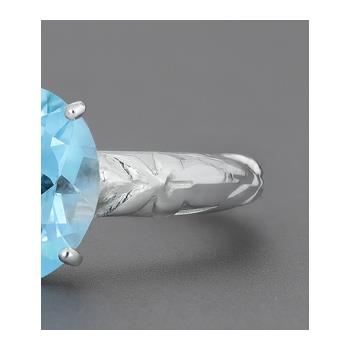 925 Sterling Silver 3.26 Ct Oval Blue Topaz Ring 8.5 US Ring Size