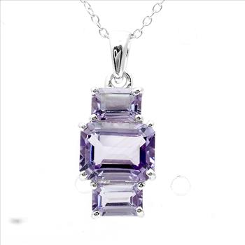 925 Sterling Silver 3.29 Ct Octagon Amethyst Pendant