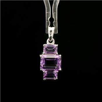 925 Sterling Silver 3.29 Ct Octagon Amethyst Pendant