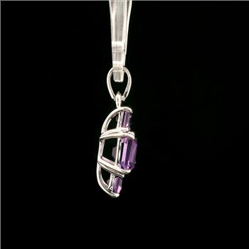 925 Sterling Silver 3.29 Ct Octagon Amethyst Pendant