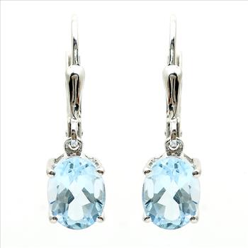 925 Sterling Silver 3.30 Ct Oval Blue Topaz Earrings