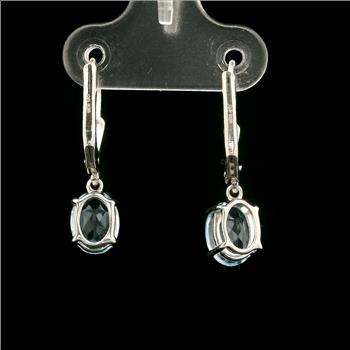 925 Sterling Silver 3.30 Ct Oval Blue Topaz Earrings