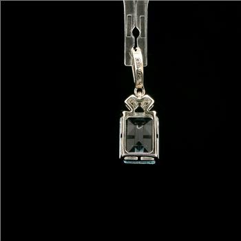 925 Sterling Silver 3.31 Ct Octagon Blue Topaz White Zircon Pendant
