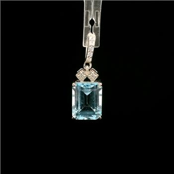 925 Sterling Silver 3.31 Ct Octagon Blue Topaz White Zircon Pendant