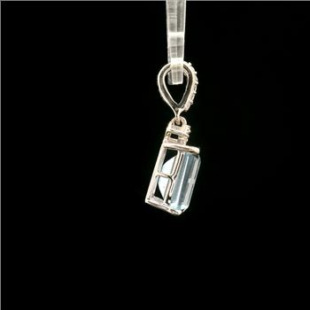925 Sterling Silver 3.31 Ct Octagon Blue Topaz White Zircon Pendant
