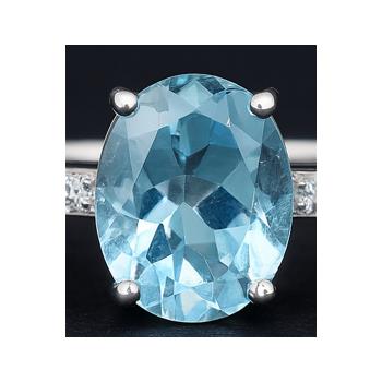 925 Sterling Silver 3.31 Ct Oval Blue Topaz Cubic Zirconia Ring 9 US Ring Size