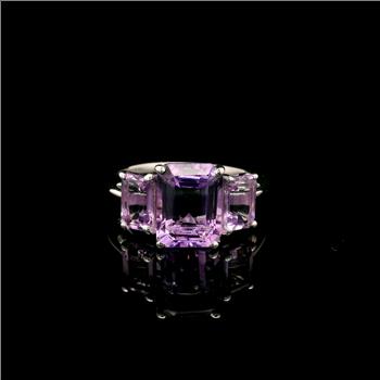 925 Sterling Silver 3.35 Ct Octagon Amethyst Ring 7 US Ring Size