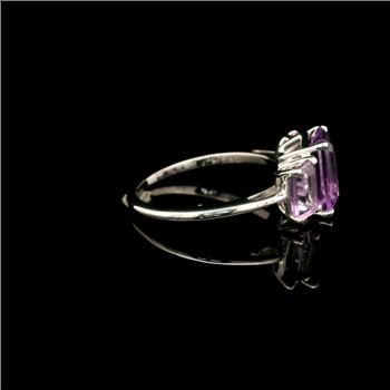 925 Sterling Silver 3.35 Ct Octagon Amethyst Ring 7 US Ring Size