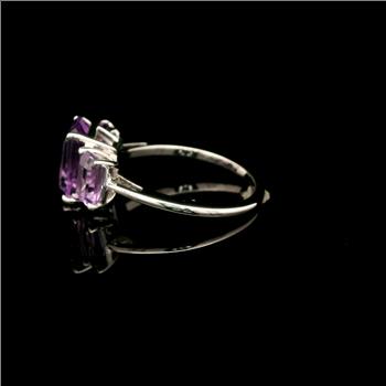 925 Sterling Silver 3.35 Ct Octagon Amethyst Ring 7 US Ring Size