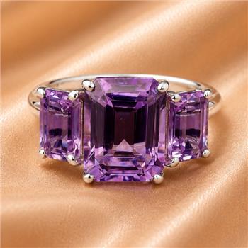 925 Sterling Silver 3.35 Ct Octagon Amethyst Ring 7 US Ring Size