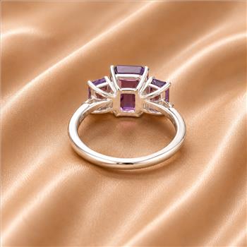 925 Sterling Silver 3.35 Ct Octagon Amethyst Ring 7 US Ring Size