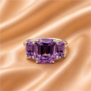 925 Sterling Silver 3.35 Ct Octagon Amethyst Ring 7 US Ring Size