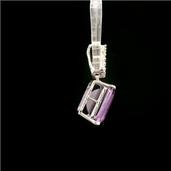 925 Sterling Silver 3.44 Ct Octagon Amethyst White Zircon Pendant